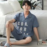 elvesmall  M-4XL Plus Size High Quality Men Pyjamas Summer Thin Short Sleeved Pure Cotton Sleepwear Set Teenagers Home Clothes Male Pajamas