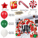 elvesmall Christmas Balloon Garland Arch Kit Red Green Lolipop Cone Star Foil Balloons New Year Christmas Party Decoration Supplies Gifts