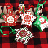 elvesmall 8pcs Star Shape Christmas Candy Box DIY Paper Treat Gift Boxes with Ribbon Merry Christmas Boxes Bag for Home New Year Navidad