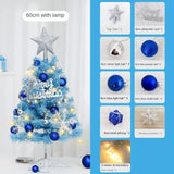 elvesmall Hot Sale 45/60cm Mini Christmas Tree With lights Blue Christmas Tree Desktop Mini Christmas Miniature Pine With Ornaments