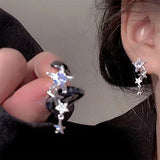 elvesmall Fashion Exquisite Shining Zircon Stars Drop Earrings Girls Simple Design Ear Studs Women New Korean Trendy Jewelry Gifts