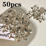 elvesmall 2/50Pcs Y2K Silver Star Hair Clips for Girls Filigree Star Metal Snap Clip Hairpins Barrettes Hair Jewelry Nickle Free Bobby Pin