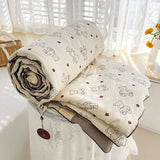 elvesmall Washed Double Gauze Spring Summer Quilt Queen Grade A Lightweight Comforter Soya Fibre Filling Soft Breathable Summer Blanket
