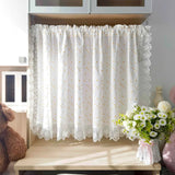 elvesmall  1PC Little Daisy Ruffle Short Curtains for Small Window White Drape Cabinet Kitchen Study Rod Special Blinds #E