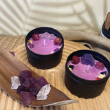 elvesmall 8OZ Crystal Candle Wholesale Tin Can Vanilla Scented Candles In Jars Real Herbs Crystal Candles Home Decoration Lily Rose