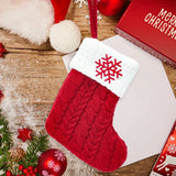 elvesmall Christmas Socks Knitting Snowflake Letter Stocking Christmas Decoration For Home 2024 Xmas Tree Ornament Gift Navidad Natal 2024