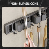 elvesmall Mop Broom Holder Hooks Bathroom Tools Storage Rack Duty Practical Clip Hook Organizers Space-saving Hanger Slots Mops Holder