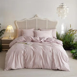 elvesmall Long-staple Cotton Floral Blossom Embroidery Comfortable Ultra Soft (1Duvet Cover+1Flat Bedsheet/Fitted Bedsheet+ 2Pillowcases)