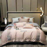 elvesmall -  High End 100s Long Staple Cotton Bedding Set Queen Embroidery 100% Cotton Duvet Cover Set with Bed Sheets Quilt Cover Pillowcase