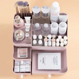 elvesmall Cosmetic storage box drawer style Makeup brush and lipstick compartment shelf Dressing table desktop organizer box