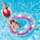 elvesmall Summer Inflatable Transparent Sequin Swimming Ring For Adults And Children Inflatable Pool Men And Women Water Play Accessories