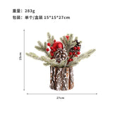 elvesmall 25cm Flocking PE Simulation Christmas Pine Cone Tree Decoration High-quality Home Window Desktop Ornaments Mini Christmas Tree