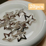 elvesmall 2/50Pcs Y2K Silver Star Hair Clips for Girls Filigree Star Metal Snap Clip Hairpins Barrettes Hair Jewelry Nickle Free Bobby Pin