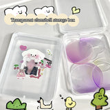 elvesmall INS Transparent Kpop Photocard Holder Storage Box Flip Storage Box Classification Small Card Organizer Storage Case Stationery