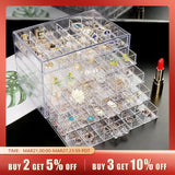 elvesmall Earring Jewelry Box Acrylic Jewelry Storage Box Women's Ring Jewelry Display Box with 5 Drawers and 120 Small Compartment Trays