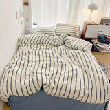 elvesmall Stripe Style Duvet Cover Set, Flat Sheet, Pillowcases, Single, Double, Twin, Full Size Bedding Set,Breathable, Soft,Comfortable