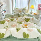 elvesmall Simple Floral Leaves Duvet Cover With Pillow Case Bed Sheet Adults Girls Tulip Bedding Sets King Queen Bed Linen Decor Bedroom