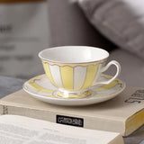 elvesmall 1set European Elegance Candy Colored Ceramic Coffee Cup with Matching Saucer Perfect for Coffee Afternoon Tea Set Drinkware Gift