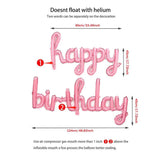 elvesmall 2pcs/set Happy Birthday Balloons Pink Purple Aluminium Foil Balloon Birthday Party Decoration Suppries Home DIY Accessories Prop