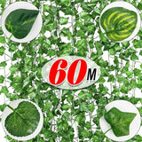 elvesmall  Artificial Green Ivy Leaf Rattan Creeper Leaves Vine Hanging Garland DIY Fake Flowers Plants for Garden Wedding Party Home Decor