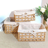elvesmall Handwoven Storage Baskets Sundries Organizer with Lid Rectangular Cosmetics Box Clothes Laundry Basket Towel Toys Container