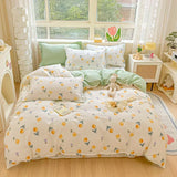 elvesmall Green Leaves Floral Duvet Cover Bedding Set 100% Cotton for Teen Girls Garden Botanical Comforter Cover for All Season Bedroom