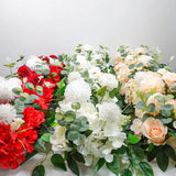 elvesmall 100cm DIY Wedding Flower Wall Decor Arrangement Supplies Silk Peony Rose Artificial Flower Row Decoration Wedding Arch Backdrop