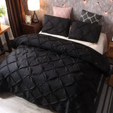 elvesmall Black White Duvet Cove Sets Luxury Bedding Set Nordic Quilt Cover Pinch Pleat Brief Bedding Set Queen King 3 pcs with Pillowcase