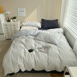 elvesmall  New Cotton Japanese Lattice Four-Piece Bedding Bed Linen Bed Sheet Simple Three-Piece Dormitory Set Factory Direct
