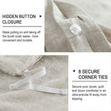 elvesmall Bedding set 100% Linen Duvet Cover Set King, 3pcs Washed Soft French Flax Natural Linen, 1 Linen Duvet Cover and 2 Pillowshams,