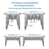 elvesmall White Linen Valance Curtain Head Luxury Beaded Lace Voile Valance Curtain Wavy Curtain Custom Window Panel Drape for Living Room