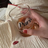 elvesmall  -  Korean Transparent Glass with Letter Retro Coffee Cup Couple Dessert Milk Tea Cup Water Glass Cute Coffee Mugs