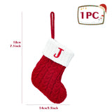 elvesmall Christmas Socks Knitting Snowflake Letter Stocking Christmas Decoration For Home 2024 Xmas Tree Ornament Gift Navidad Natal 2024