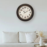 elvesmall Clock Wall Decor Brown and Bronze Round Oversized Classic Analog Quartz Accurate Wall Clock Large Living Room Decoration Clocks