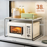 elvesmall  -  2Layers Kitchen Metal Microwave Shelving Countertop Spice Bottle Water Cup Cutlery Organizer Oven Rice Cooker Storage Rack