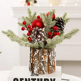 elvesmall 25cm Flocking PE Simulation Christmas Pine Cone Tree Decoration High-quality Home Window Desktop Ornaments Mini Christmas Tree
