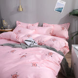 elvesmall Kawaii Cute Pink Pig Duvet Cover Children Girls Cartoon Bedding Set Twin Full Queen Comforter Cover Bedroom Decoration Gifts