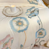 elvesmall Cotton Bedding Set Luxury Embroidery Double Duvet Cover Pure Cotton Flat or Fitted Bed Sheets and Pillowcases Bed Set