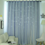 elvesmall Blackout Kids Curtains Nordic Star Ins Princess Wind Curtain Baby Window Decor Double Layer Star Hollow Curtains for Bedroom Hot