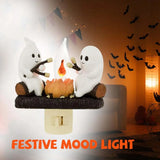elvesmall Halloween Decoration 2024 New Ghost Bonfire Night Light EU US UK Plug Funny Cute Chost Design Lamp Home Decor