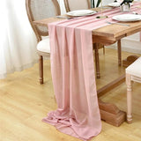 elvesmall Dusty Rose Chiffon Table Runner 70*300CM Wedding Dining Table Decoration Romantic Table Runner For Wedding Party Xmas