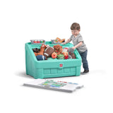 elvesmall 2-In-1 Toddler Toy Storage Box Plastic Durable with Lid Bedroom Playroom