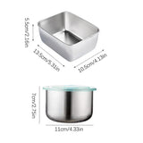 elvesmall Stainless Steel Food Storage Serving Trays Rectangle Sausage Noodles Fruit Dish With Cover Home Kitchen Organizers Food Containe