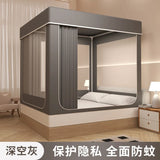 elvesmall Large Space Square Mosquito Net Blackout Privacy Bed Curtain Bed Tent 3 Doors Encrypted Mesh Anti-mosquito Bed Canopy with Frame