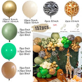 elvesmall Jungle Safari Green Balloon Garland Arch Kit Kids Birthday Party Supplies Deer Pattern Gold Latex Ballons Baby Shower Decoration