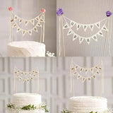 elvesmall New Birthday Cake Flag Topper Baking Decoration Tools Wood Gadgets Paper Decor Happy Party Birthday Decor With Letter Pattern