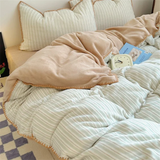elvesmall Winter Ins Style Milk Velvet Four-Piece Bedding Set Thickened Flannel Quilt Cover Bed Sheet Three-Piece Set Coral Velvet