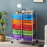 elvesmall  SmileMart 20-Drawer Metal Frame Storage Cart Rolling Bin with Lockable Wheels, Multicolor