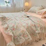 elvesmall Summer Quilt   2024 New  Cotton Korean Ins Lace Fragmented Series  Air Condition Quilt High Quality Summer Blanket set