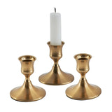 elvesmall 3pc Candlestick Holders Kit Brass Gold Candlestick Set Wedding Table Decorative Candlestick Stand for Party Dinning